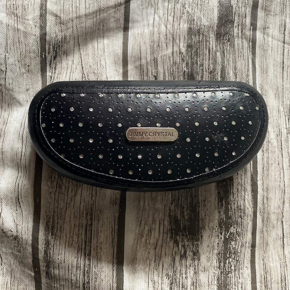 JIMMY CRYSTAL JC Large Black Case W/ Clear SWAROVSKI CRYSTALS